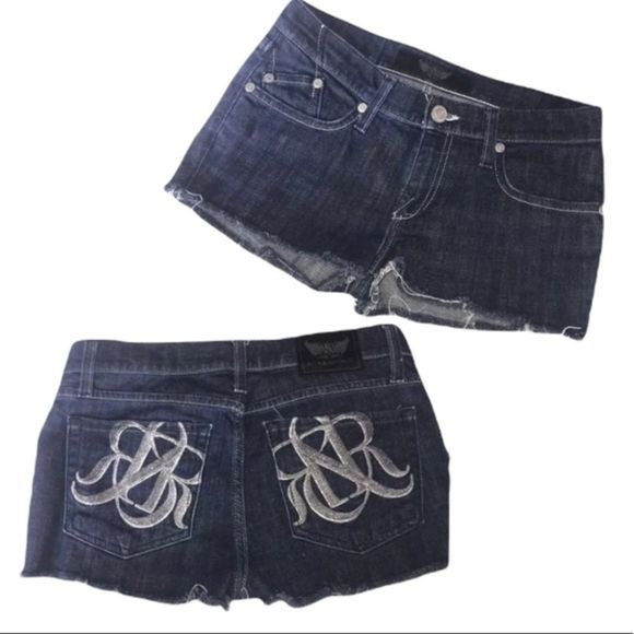 Rock & Republic dark blue demin jean short Shorts Size 27‎ women’s flayed * - Picture 4 of 8